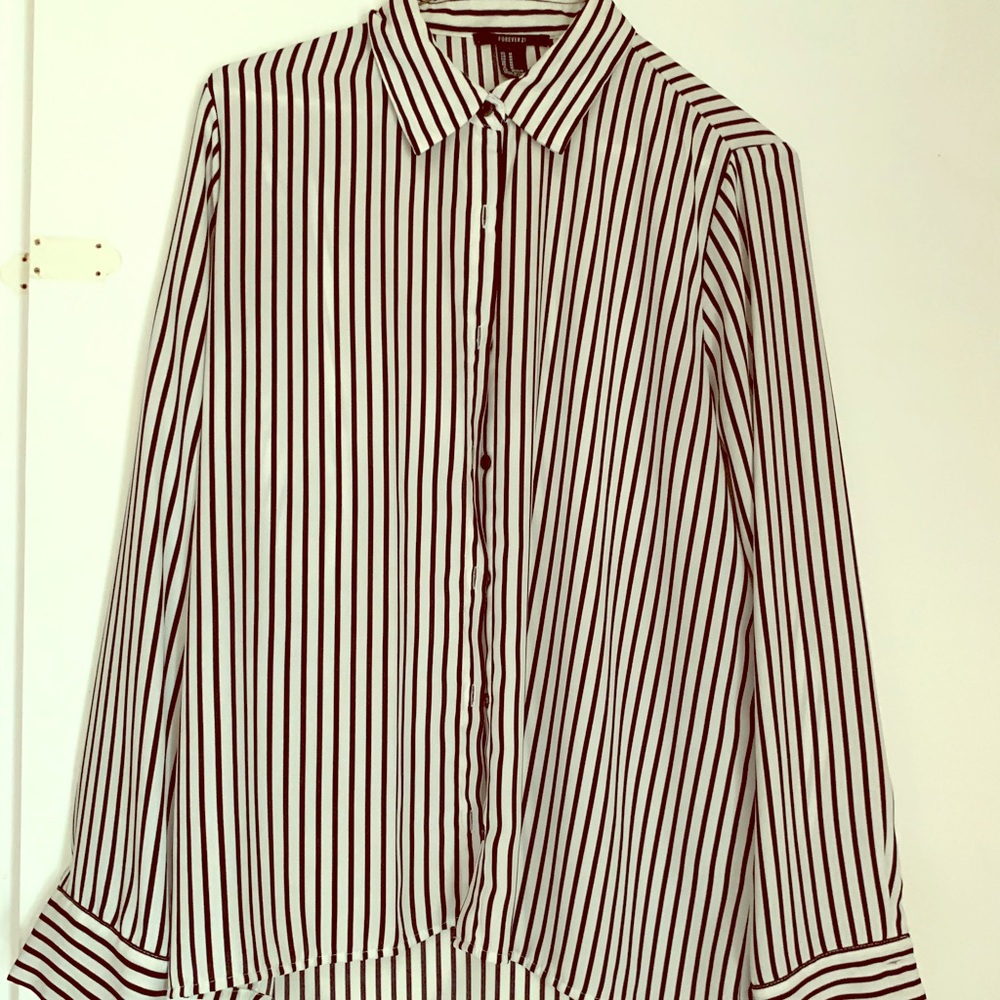 White and black stripe blouse